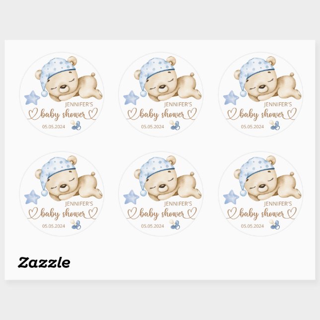 Teddy Bear Baby Bear Baby Shower Classic Round Sticker (Sheet)