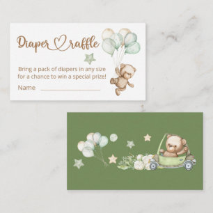 Teddy Bear Baby Bear Baby Shower Diaper Raffle  En Enclosure Card