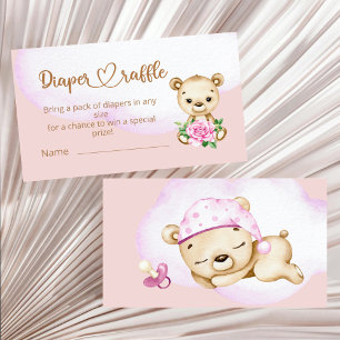 Teddy Bear Baby Bear Baby Shower Diaper Raffle  Enclosure Card