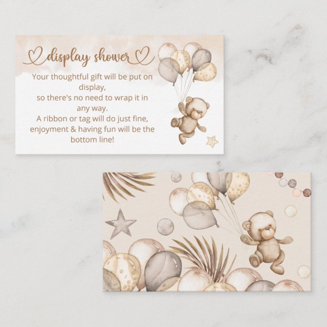 Teddy Bear Baby Bear Baby Shower Enclosure Card (Front/Back)