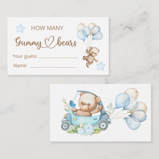 Teddy Bear Baby Bear Baby Shower Enclosure Card (Front/Back)