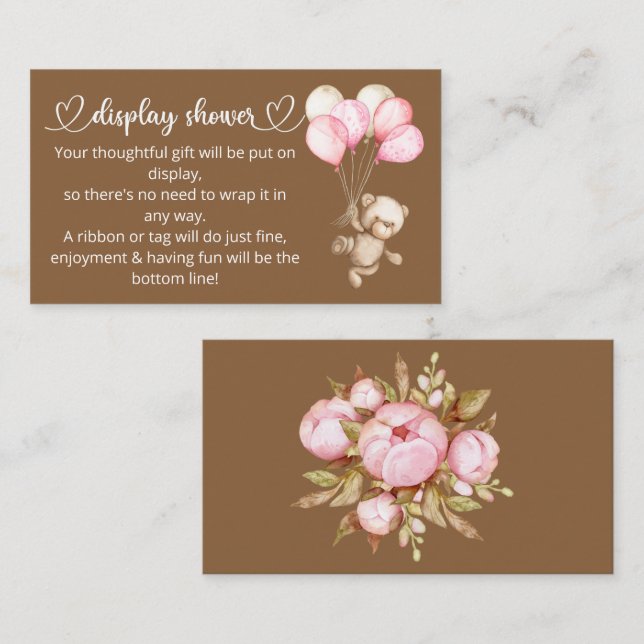 Teddy Bear Baby Bear Baby Shower Enclosure Card (Front/Back)