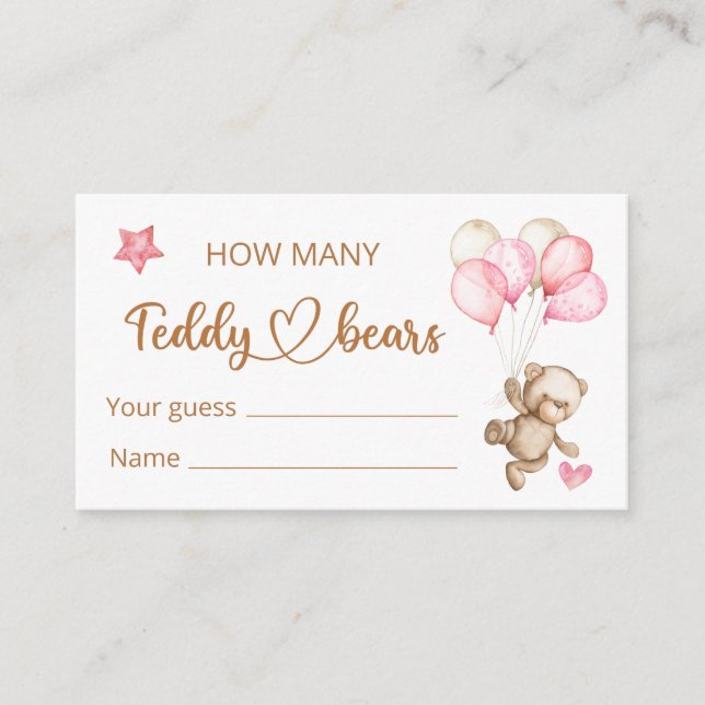 Teddy Bear Baby Bear Baby Shower Enclosure Card (Front)