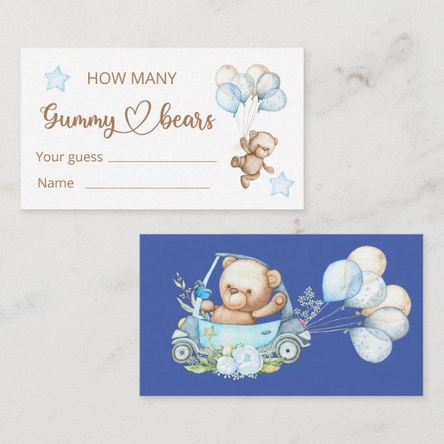 Teddy Bear Baby Bear Baby Shower Enclosure Card (Front/Back)