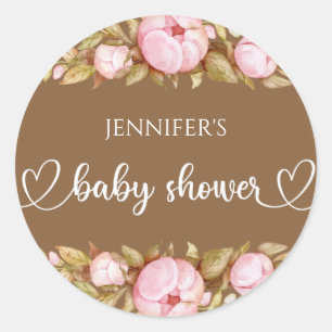 Teddy Bear Baby Bear Baby Shower Floral Classic R Classic Round Sticker