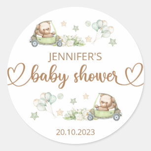 Teddy Bear Baby Bear Baby Shower Floral Classic Round Sticker