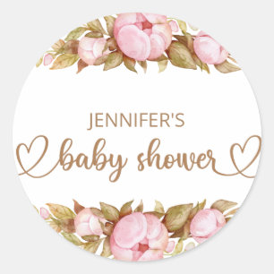 Teddy Bear Baby Bear Baby Shower Floral  Classic Round Sticker