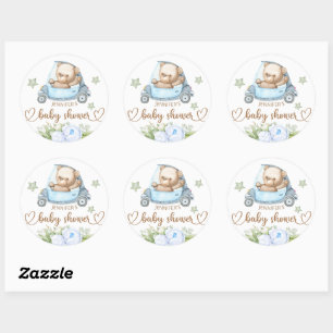 Teddy Bear Baby Bear Baby Shower Floral Classic Round Sticker