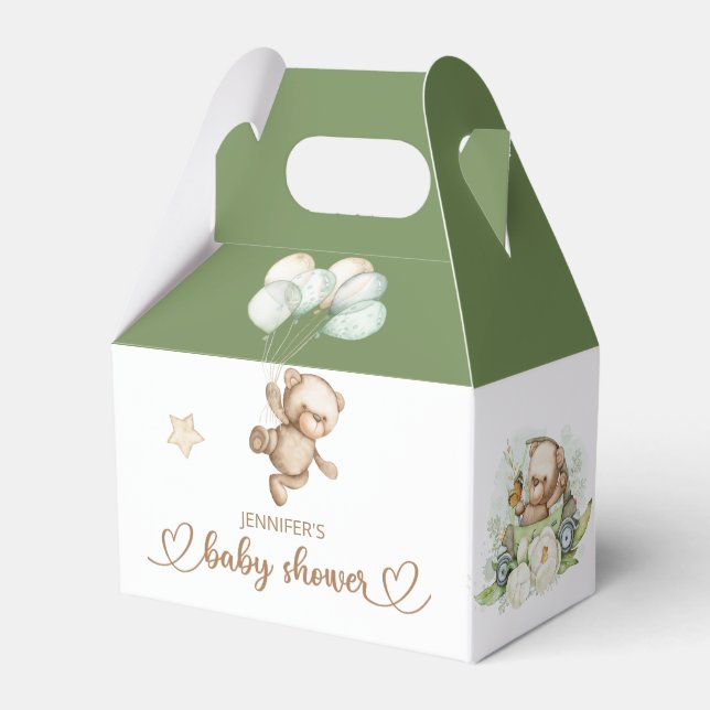 Teddy Bear Baby Bear Baby Shower Floral  Favour Bo Box (Front Side)