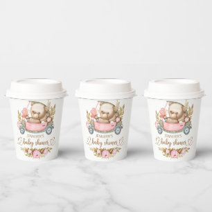 Teddy Bear Baby Bear Baby Shower Floral Paper Cups