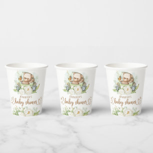 Teddy Bear Baby Bear Baby Shower Floral  Paper Cups