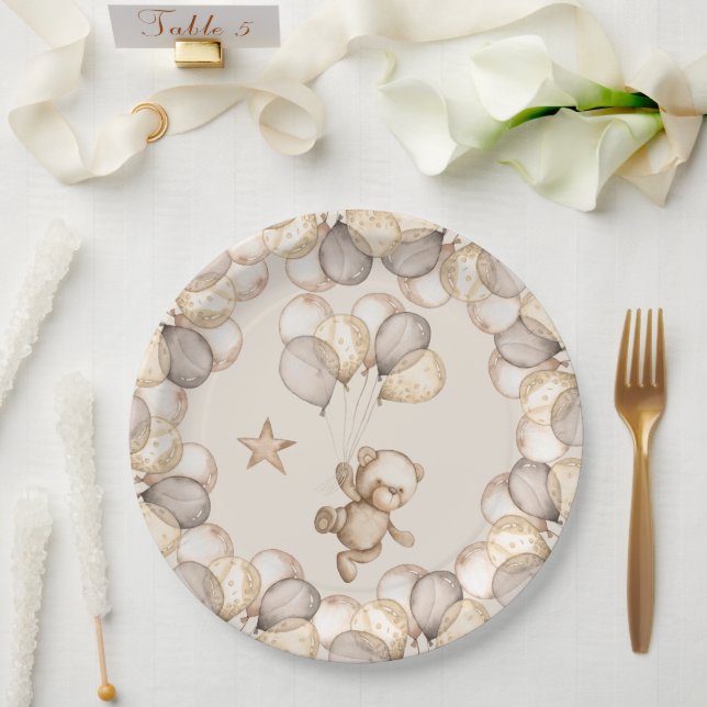 Teddy Bear Baby Bear Baby Shower Gender Neutraal  Paper Plate (Wedding)