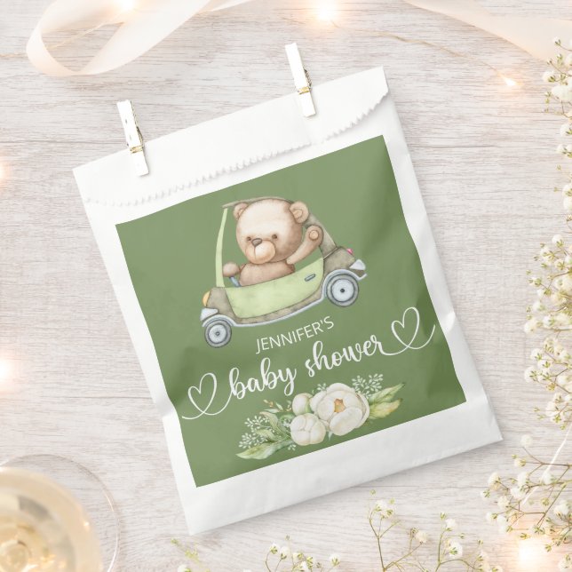 Teddy Bear Baby Bear Baby Shower Green  Favour Bags (Clipped)