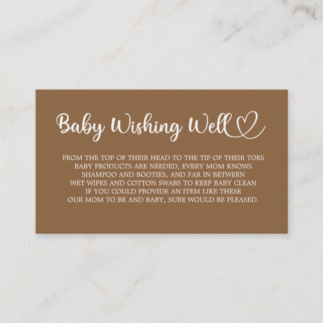 Teddy Bear, Baby Bear, Baby Shower, Wishing Well,  Enclosure Card (Front)