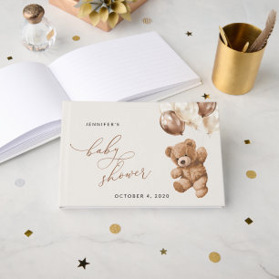 Teddy Bear, Baby Bear, Brown Balloons, Baby Shower Guest Book