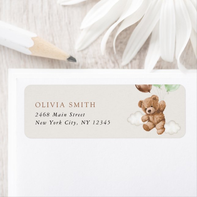 Teddy Bear, Baby Bear, Green Balloons, Baby Shower (Insitu)