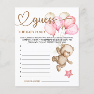 Teddy Bear Baby Bear Guess the Baby Food Card.