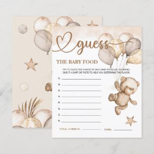 Teddy Bear Baby Bear Guess the Baby Food Card.