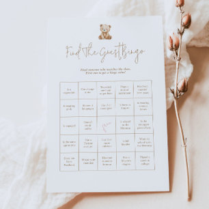 Teddy Bear Baby Bear Guest Bingo Baby Shower Game