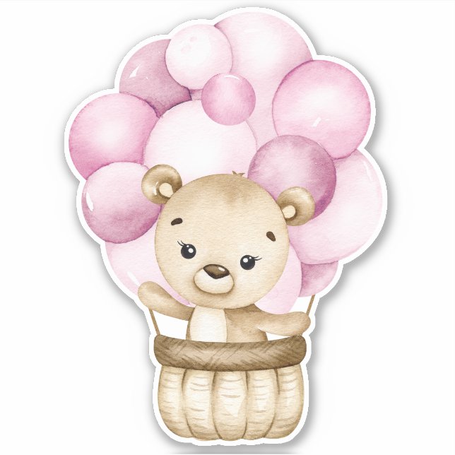 Teddy Bear Baby Bear Pink Cute Animal Sticker (Front)
