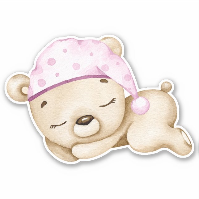 Teddy Bear Baby Bear Pink Cute Animal Sticker (Front)