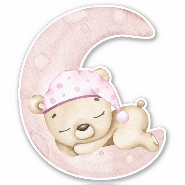 Teddy Bear Baby Bear Pink Cute Animal Sticker (Front)