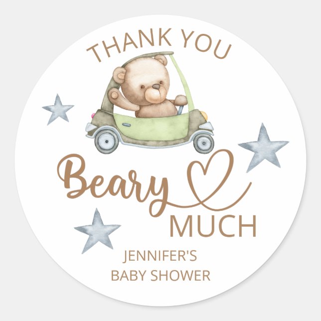 Teddy bear baby bear Thank you beary much Classic Round Sticker (Front)