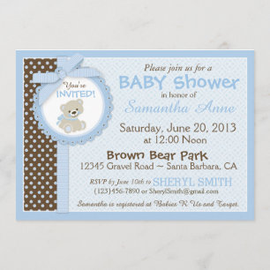 Teddy Bear Baby Boy Baby Shower Blue Invitation