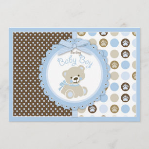 Teddy Bear Baby Boy Baby Shower Blue Invitation