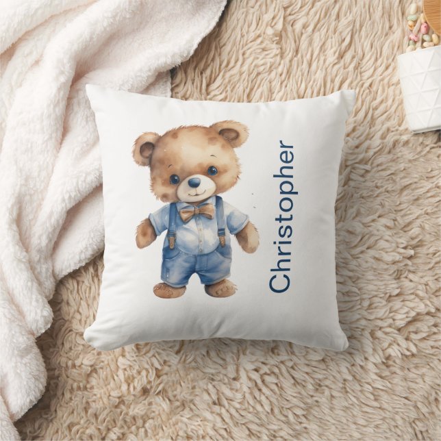 Teddy Bear Baby Boy Baby Shower Gift Nursery Cushion (Blanket)