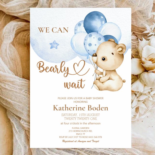 Teddy Bear Baby Boy Baby Shower Invitation  (Creator Uploaded)