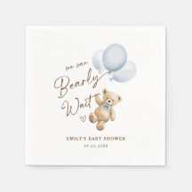 Teddy Bear Baby Boy Shower Blue White