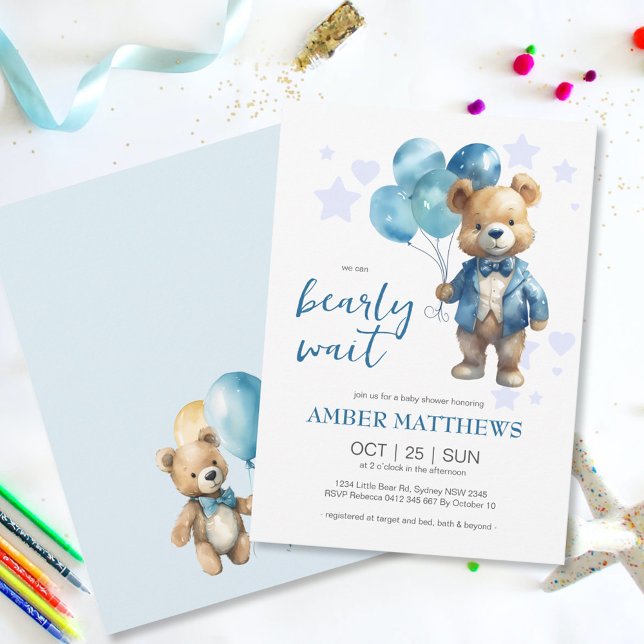Teddy Bear Baby Boy Shower  Invitation (Creator Uploaded)