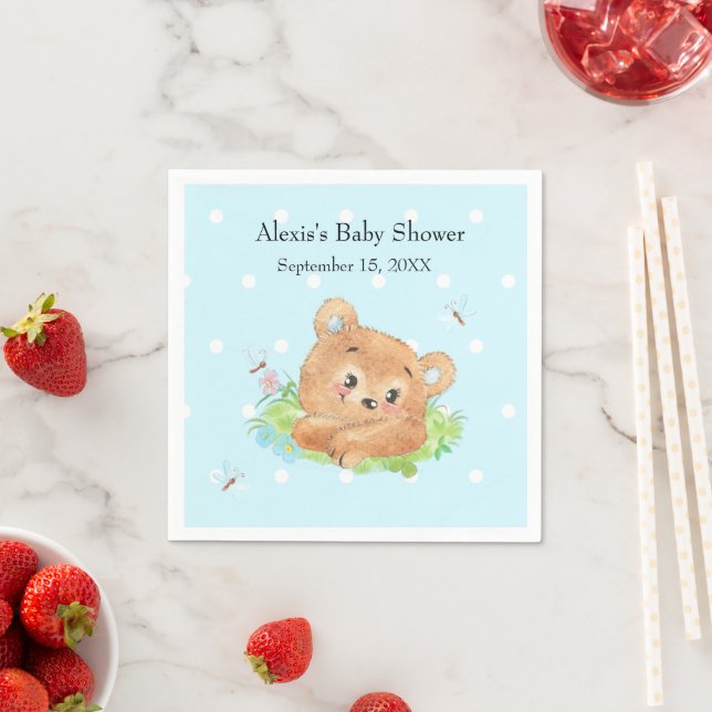 Teddy Bear Baby Boy Theme Napkin (Insitu)