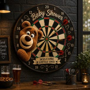 Teddy Bear Baby Cute Rustic Brown Baby Shower Dartboard