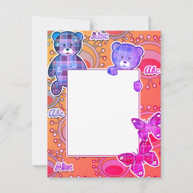 Teddy bear, baby holiday card (Front)