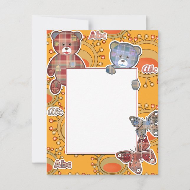 Teddy bear, baby holiday card (Front)