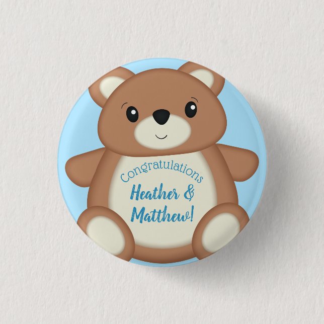 Teddy Bear Baby Shower 3 Cm Round Badge (Front)