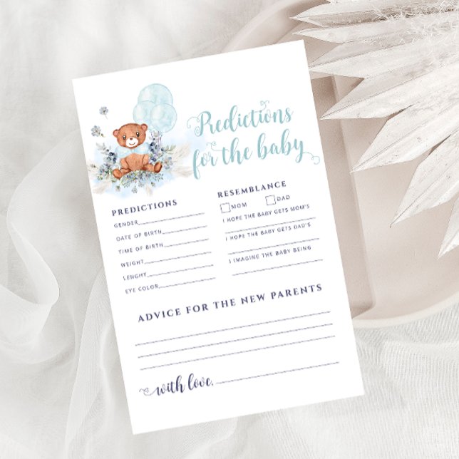 Teddy Bear Baby Shower Advice And Predictions Card (Creator Uploaded)