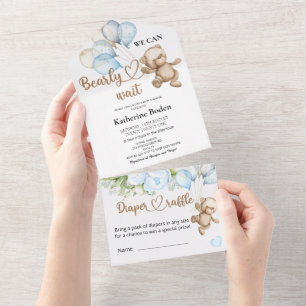 Teddy Bear Baby Shower All In One Invitation