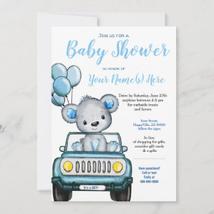 Teddy Bear Baby Shower Bear Car Invitation