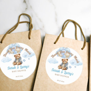 Teddy bear baby shower bearly wait cute teddy classic round sticker
