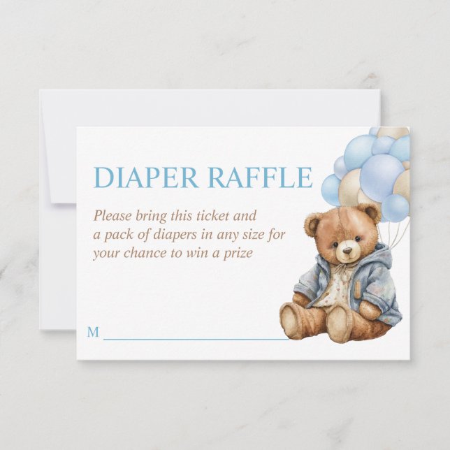 Teddy bear baby shower bearly wait diaper raffle invitation (Front)