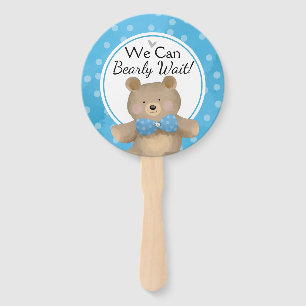 Teddy Bear Baby Shower Bearly Wait Hand Fan