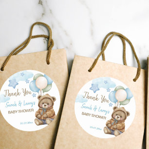 Teddy bear baby shower bearly wait thank you classic round sticker
