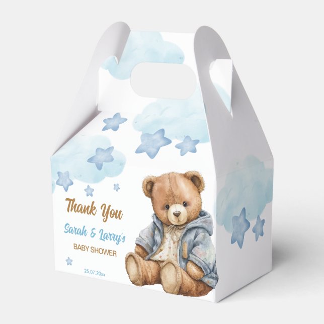 Teddy bear baby shower bearly wait thank you favour box (Front Side)