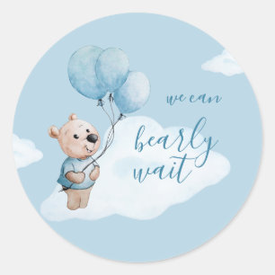 Teddy Bear Baby Shower Blue Classic Round Sticker