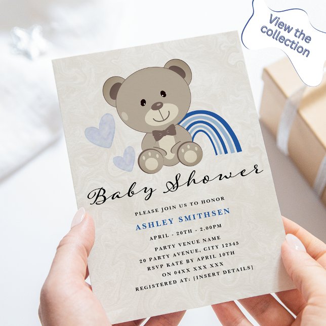 Teddy Bear Baby Shower (Blue) Invitation (Creator Uploaded)
