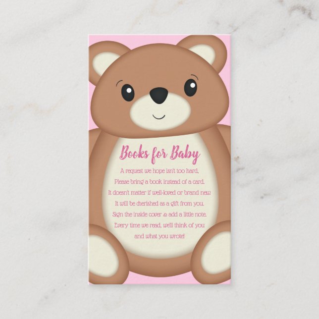 Teddy Bear Baby Shower Book Request Enclosure Card (Front)