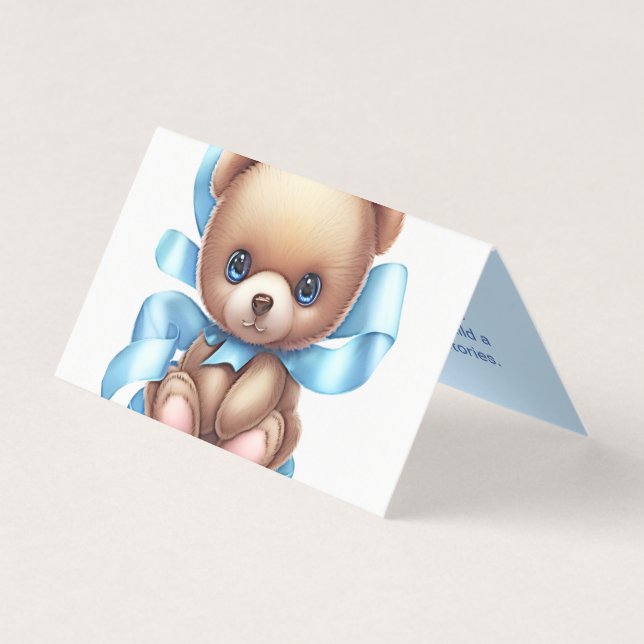 Teddy Bear Baby Shower Book Request Folded Card (Front)